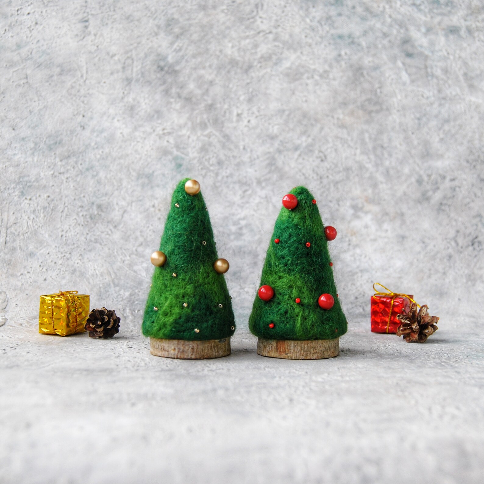 Needle felted christmas tree ornaments/Felt trees Etsy