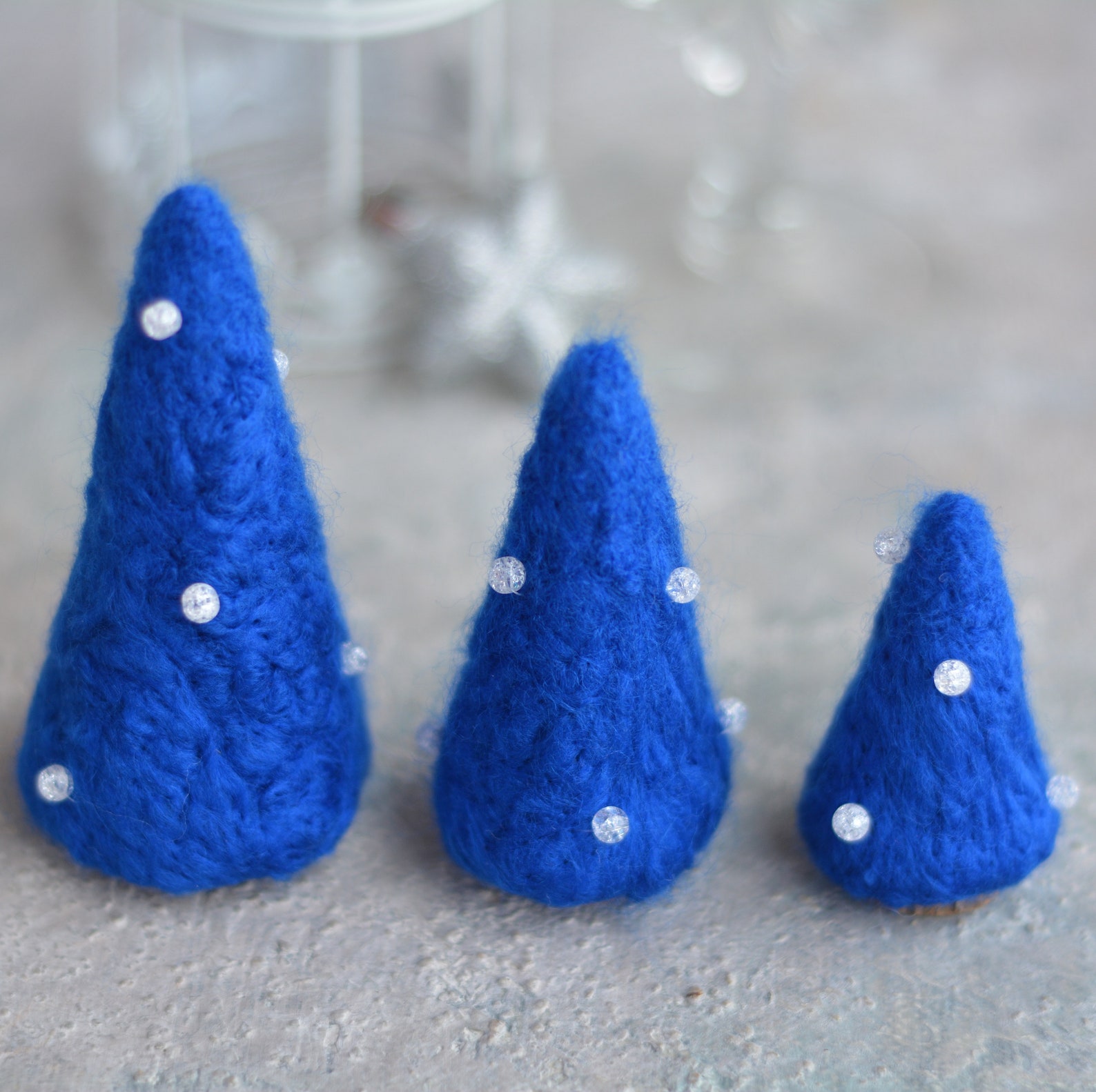 Royal blue christmas trees/Felted christmas tree Etsy