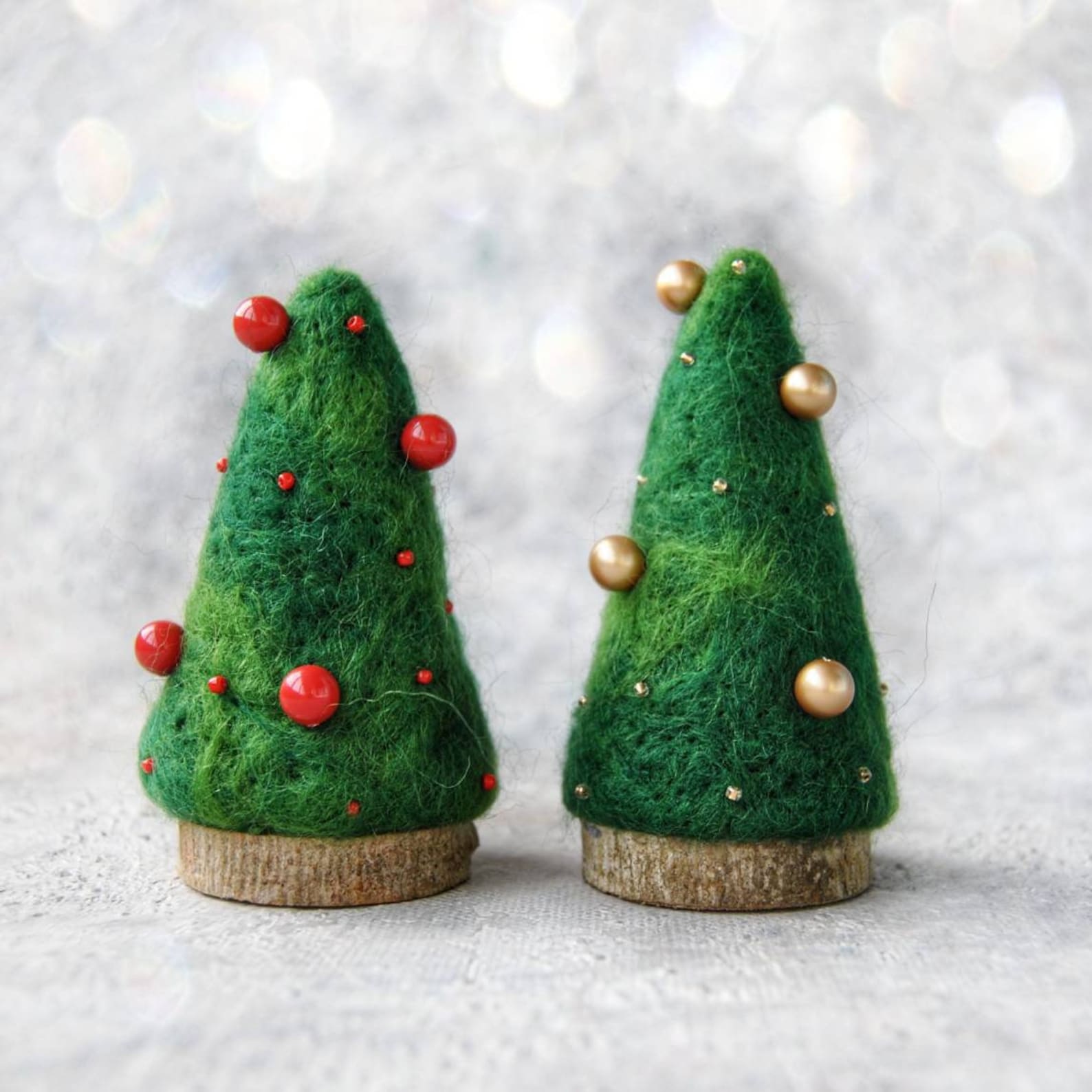 Needle felted christmas tree ornaments/Felt trees Etsy