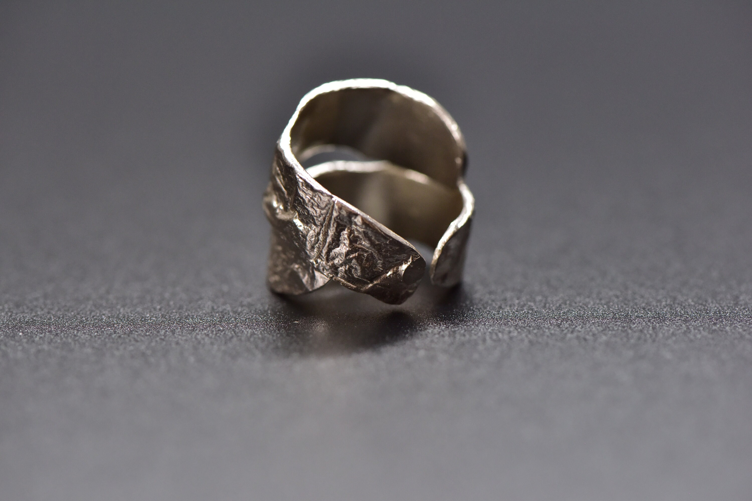 Irregular Aluminum Foil Texture Ring Adjustable Silver Ring Etsy