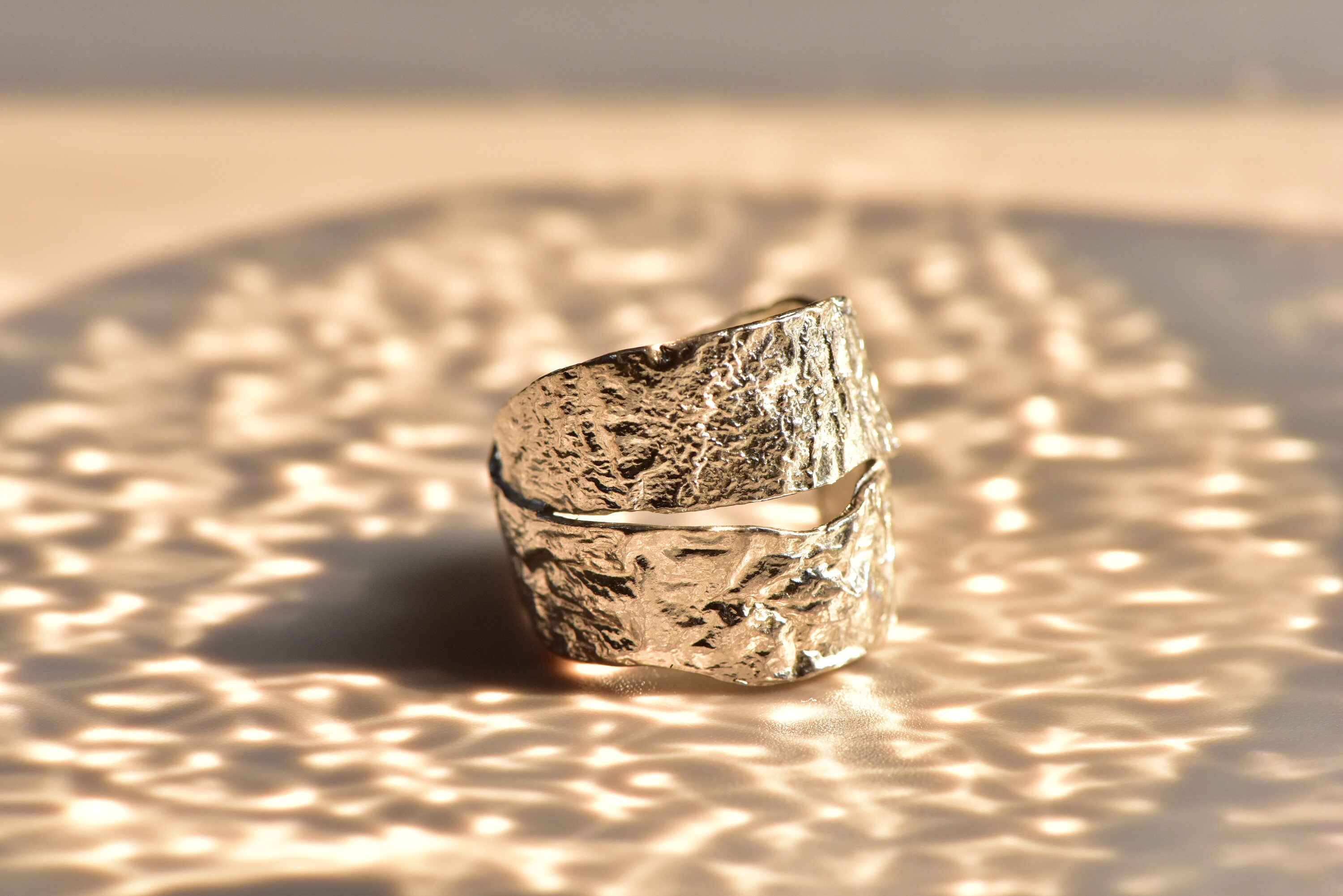 Irregular Aluminum Foil Texture Ring Adjustable Silver Ring Etsy