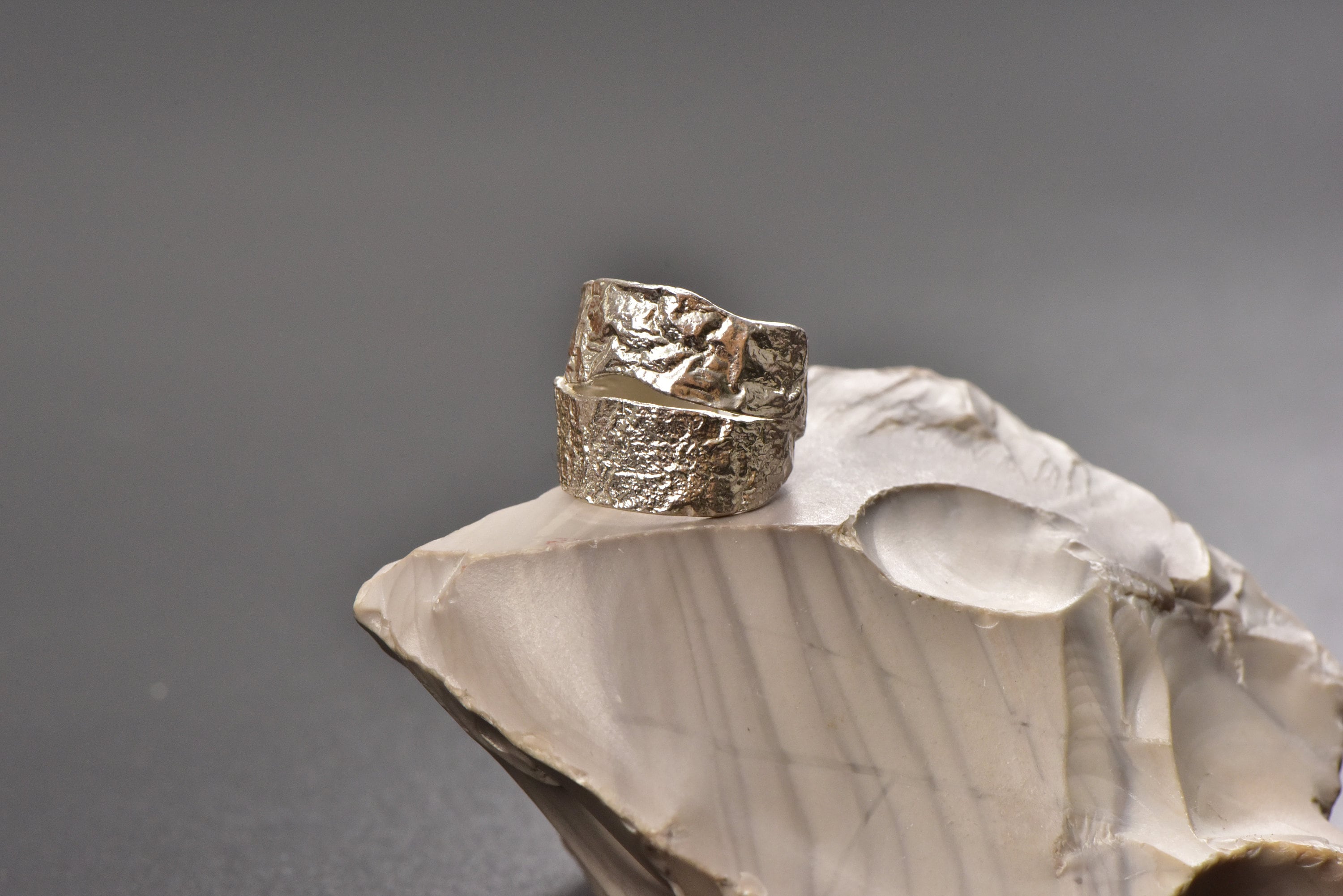 Irregular Aluminum Foil Texture Ring Adjustable Silver Ring Etsy