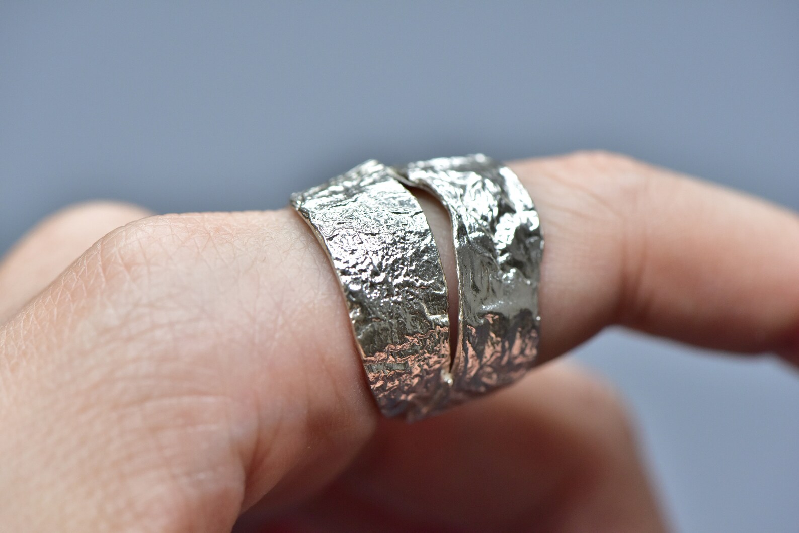 Irregular Aluminum Foil Texture Ring Adjustable Silver Ring Etsy