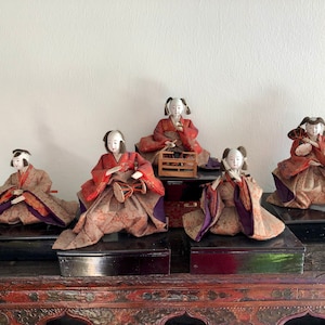 Japanese Hina Dolls. 5 Musicians - Antique