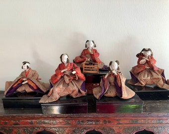 Japanese Hina Dolls. 5 Musicians - Antique