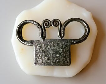 Antique Hmong Silver Spirit Lock, Hill Tribe Jewelry, 19th Century Charm
