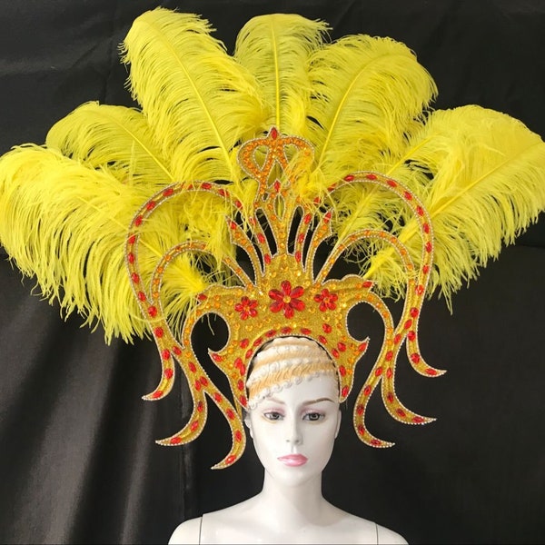 Feather Headpiece, Feather Headdress Carnival,Samba Dance Costume