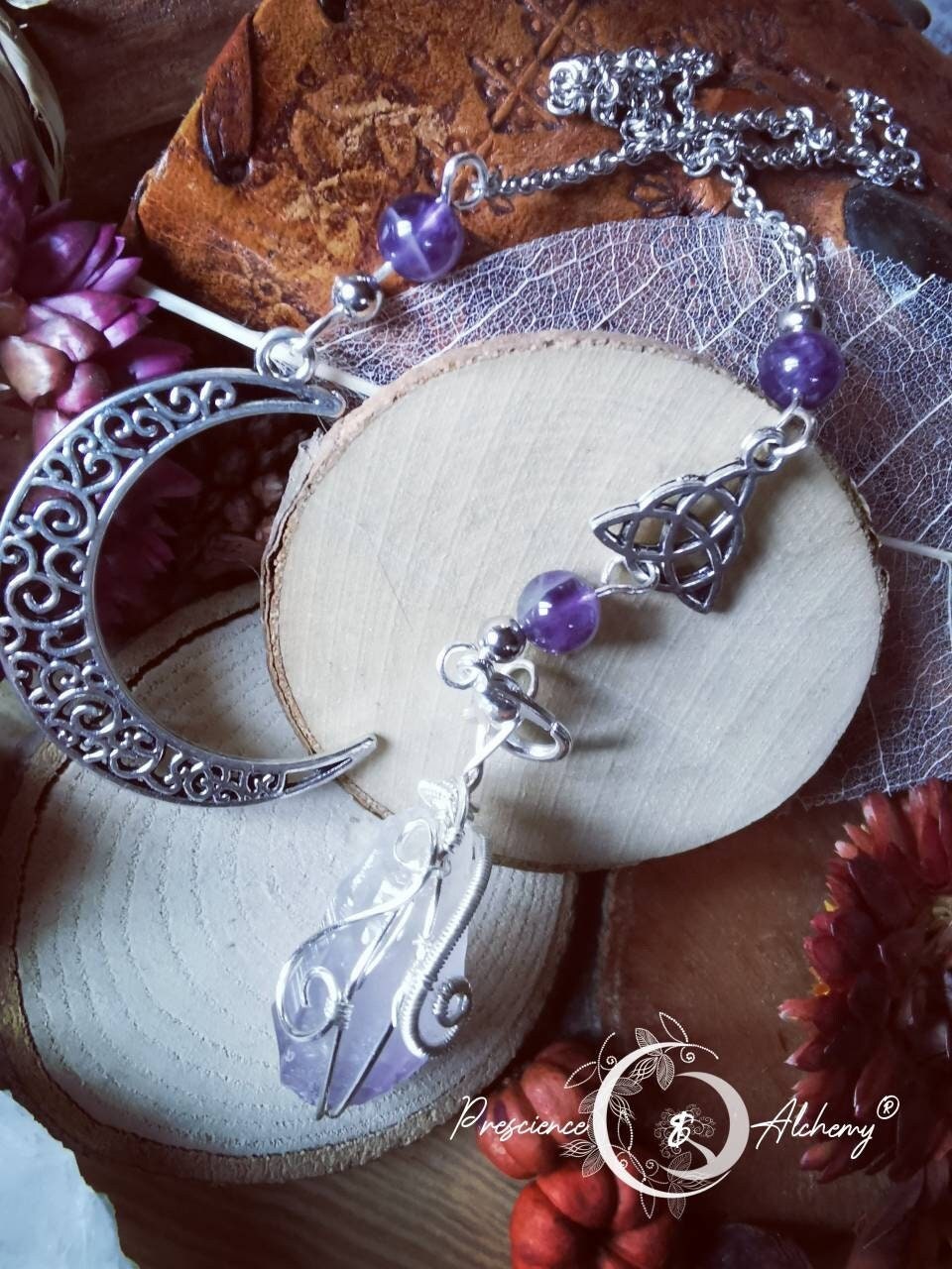 Pendule Céleste, Élévation Spirituelle , avec Une Améthyste Brute, , Très Réactif, Voyance, Divinati