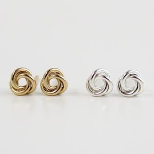 Gold Filled Knot Earrings, Knot Earrings, Silver Knot Earrings, Love Knot Earrings, Bridesmaid Jewelry Gift, Bridesmaid Gift, 14k Gold Fill