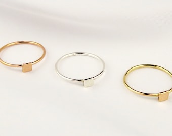 Square Ring, Gold Stack Ring, 14k Gold Filled Ring, Thin Ring, Dainty Gold Ring, Stackable Ring, Minimalist Ring, Stacking Ring, Square