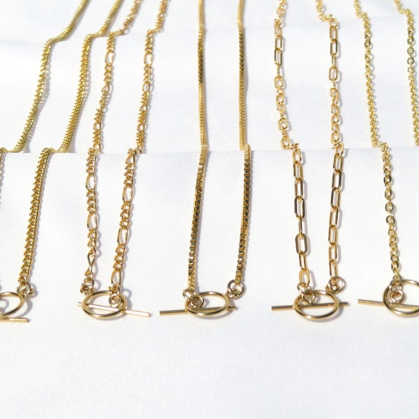 Gold Chain Necklace, Gold Toggle Clasp Necklace, Gold Necklace, Toggle Necklace, Gold Toggle Necklace, Box Chain Necklace, Gold Chain