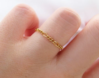 Bague chaîne, bague chaîne en or, bague en or, bague chaîne plaquée or, bague délicate, bague minimaliste, bague empilable, bague empilable, bague délicate en or