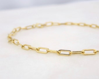 Gold Rectangle Bracelet, Gold Bracelet, Paper Clip Bracelet, Paper Clip Chain, Gold Filled Bracelet, Gold Layering Bracelet, Gold Chain