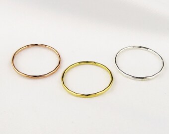 Hammered Skinny Stacking Ring, 14k Gold Filled or Sterling Silver