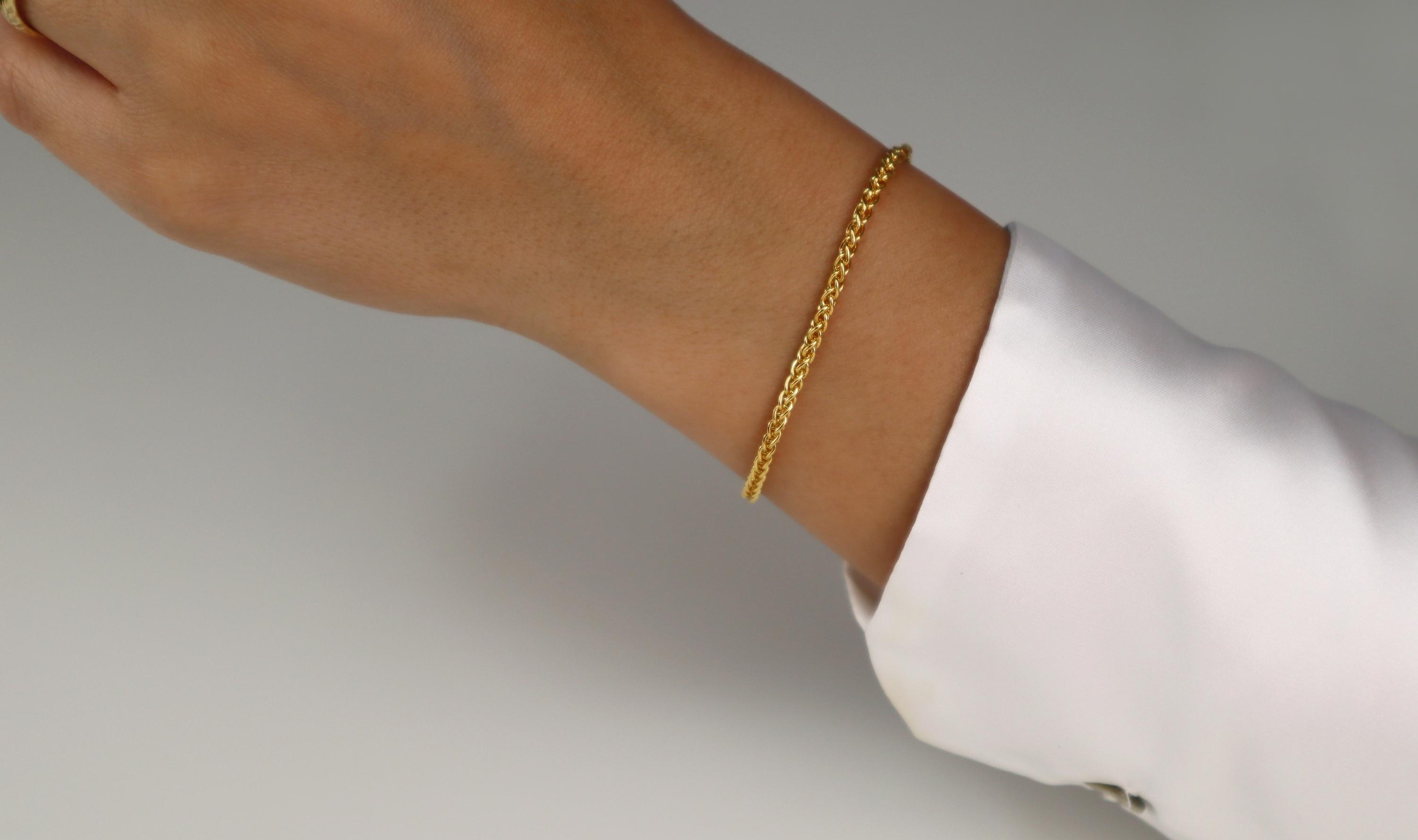 14k Gold Filled Wheat Chain Bracelet, Wheat Chain Bracelet, Gold 