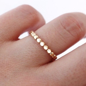 14k Gold Filled Ring, Gold Ring, Bead Ring, Flat Bead Ring, Bubble Ring, Gold Stack Ring, Gold Bead Ring, Bead Stacking Ring, Flattened 2.5m