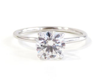 14k Gold Engagement Ring, Moissanite Ring, Round Engagement Ring, Brilliant Cut Engagement Ring, Anniversary Ring, Gift for her, 1.2ct