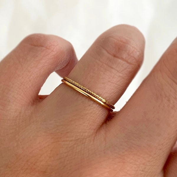 Thin Gold Ring, Gold Ring, Gold Ring Set, Gold Stack Ring, Simple Gold Ring, Stacking Ring, Gold Filled Ring, Dainty Ring, Gold Ring 14k