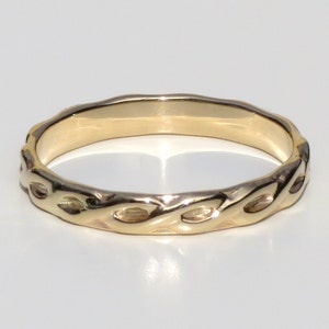 14k Gold Pattern Ring, Solid Gold Ring, Gold Stack Ring, 14k Gold Texture Ring, Gold Ring, 14k Gold Ring, Thick Gold Ring, 14k Gold Band