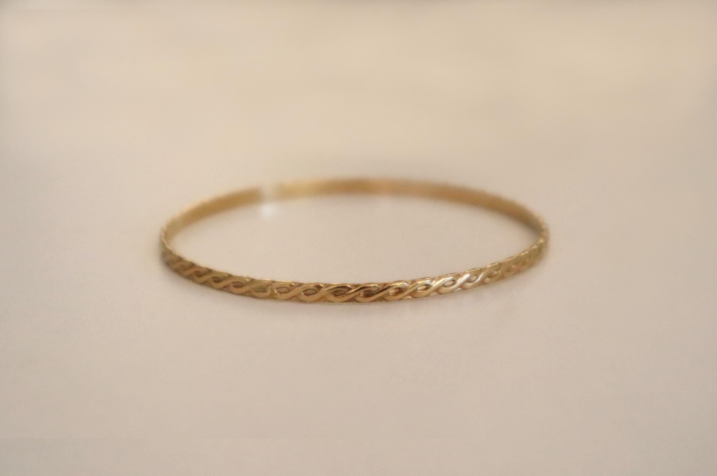 Gold Bangle, 14k Gold Filled Bangle Bracelet, Gold Bracelet, Pattern ...