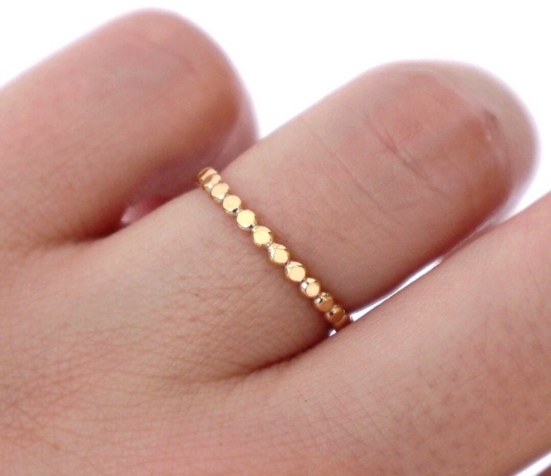 Gold Filled Ring, Gold Ring, Bead Ring, Flat Bead Ring, Dainty Gold Ring, Bubble Ring, Thin Gold