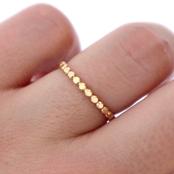 Gold Filled Ring, Gold Ring, Bead Ring, Flat Bead Ring, Dainty Gold Ring, Bubble Ring, Thin Gold Ring, Gold Stack Ring, Gold Bead Ring, 2mm