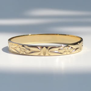 Gold Ring, 14k Gold Pattern Ring, Solid Gold Ring, Gold Stack Ring, 14k Gold Texture Ring, 14k Gold Ring, Minimalist Ring, Floral Ring 2.8mm