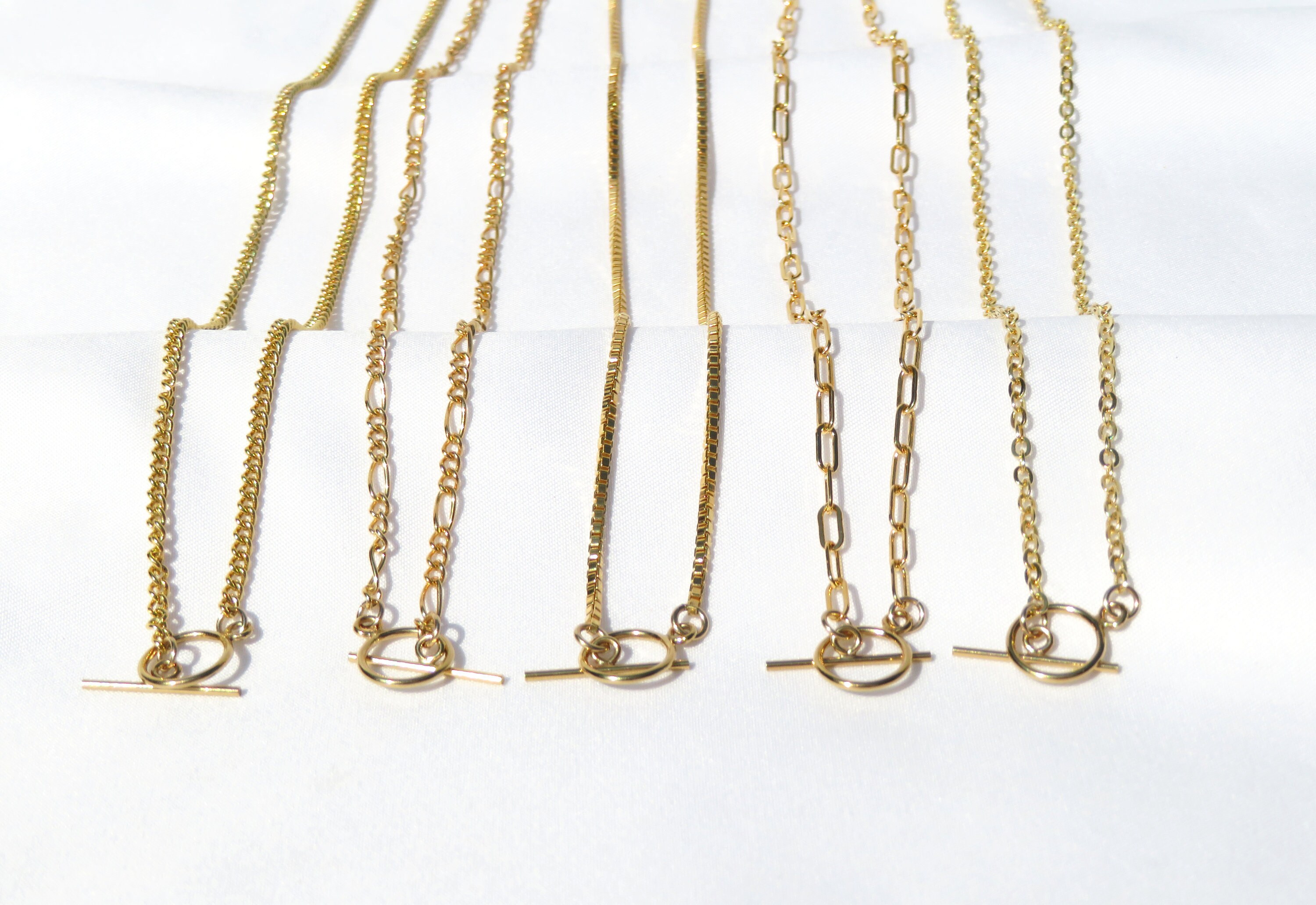 Gold Chain Necklace Gold Toggle Clasp Necklace Gold Etsy