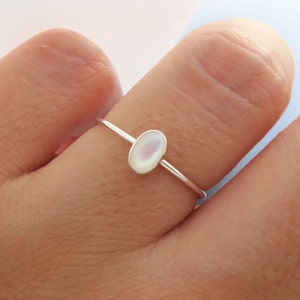 Pearl Ring, Silver Pearl Ring, Silver Ring, Sterling Silver Ring, Stacking Ring, Natural Pearl Ring, Mother of Pearl Ring, June Birthstone