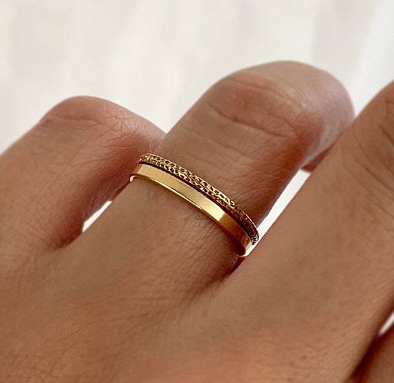 Tiny 14K Gold Fill Hammered Stacking Ring – Collarbone Jewelry