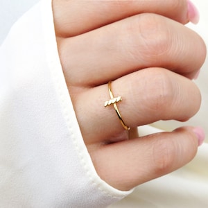 Bar Ring, Gold Bar Ring, Gold Ring, Simple Gold Ring, Delicate Ring, Thin Ring, Stackable Ring, Minimalist Ring, Gift for her, Dainty Ring
