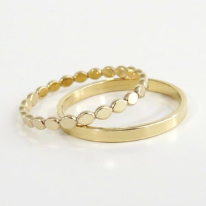 Gold Filled Ring, Gold Ring, Gold Ring Set, Thick Gold Ring, Wedding Band, Gold Stack Ring, Gold Band, Stacking Ring, Bead Ring, Gold Ring