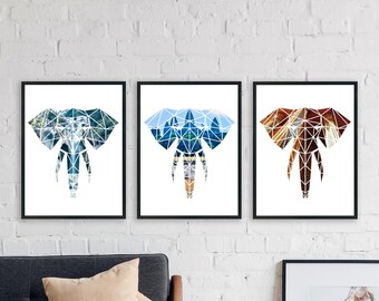 Geometric Polygon Graphic Elephant, Wall Art Print, Photo Print, Origami Artwork, Downloadable, Wall Art, 7x5 8x10 12x18