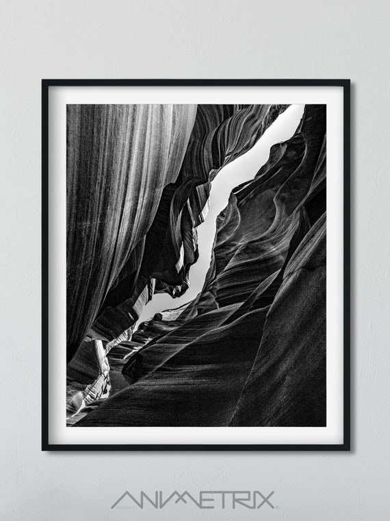 Modern Art Black and White Abstract Antelope Canyon - Etsy