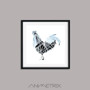Geometric Polygon Graphic Rooster, Cockerel, France, Paris, Wall Art Print, Photo Print, Origami Artwork, Modern Art, Downloadable 7x5 8x10