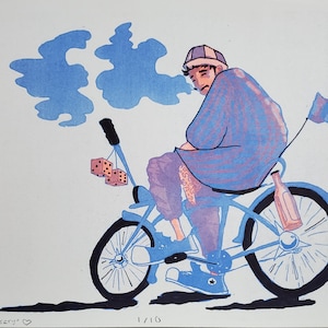 Chicano Low Rider Bike Risograph Print
