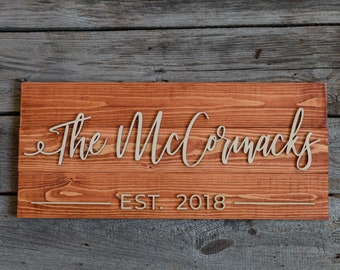 Pallet Sign Last Name, Family Name Sign, Laser Cut Names, Wooden Name Sign, Established Sign, 2nd Anniversary gift, Wedding Gifts