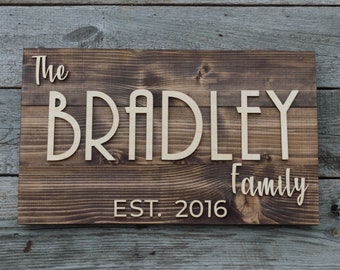 Last Name Established Sign, Family Name Sign Wood, Housewarming gift, Laser Cut Names, Personalized Wedding Gift, 2nd Anniversary gift