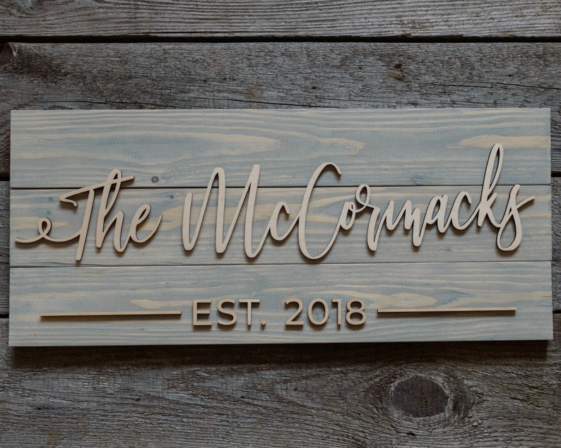 Pallet Sign Last Name Family Name Sign Laser Cut Names Etsy