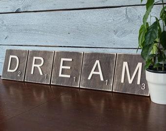 4.5&quot; Large Crossword Tiles, Scrabble Wood Letters, Scrabble tiles, Scrabble Letters, Wooden Name Sign, Housewarming Gift, Christmas gift
