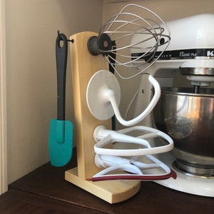 Kitchen Aid Caddy Attachment Stand, On Countertop or In Cabinet, Accessory Holder, Dough Hook, Paddles, Wisk Holder, Bakers Organize Helper