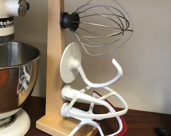 Kitchen Aid Hardwood Attachment Stand, On Countertop or In Cabinet, Mixer Accessory Holder, Mothers Day, Showers, Birthdays , Bakers
