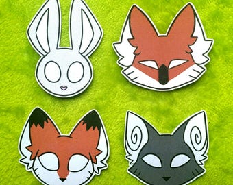 Animal Stickers - Rabbit, Fox, Maned Wolf, and Cat Stickers - Simplistic Designs for Many Occasions
