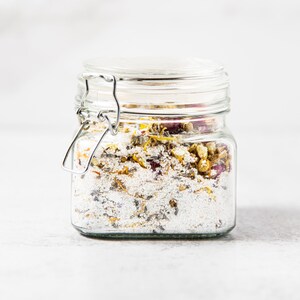 Botanical bath salt,  bath salt in a jar, bath soak salt
