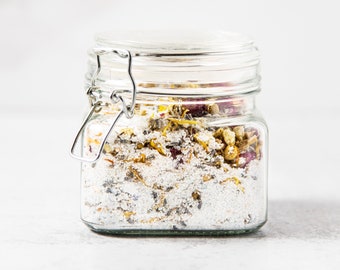 Sel botanique de bain, sel de bain dans un bocal, sel de trempage de bain