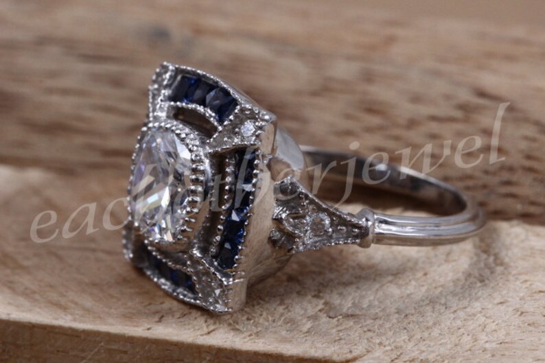 2.21 Ct Round Cut Solitaire Ring,925 Sterling Silver Ring,Designer Ring,Blue Princess Studded Ring,Vintage Ring,Gift For Her.