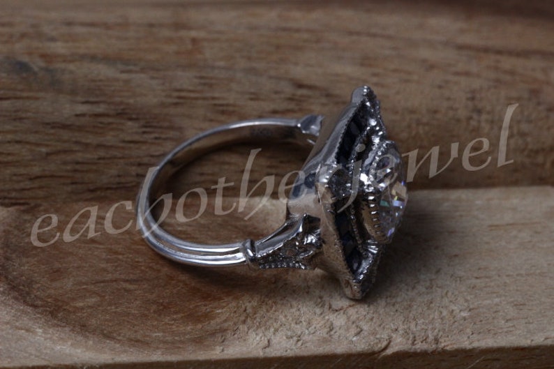 2.21 Ct Round Cut Solitaire Ring,925 Sterling Silver Ring,Designer Ring,Blue Princess Studded Ring,Vintage Ring,Gift For Her.