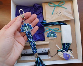 DIY Craft Kit for KIDS & TEENS 3-in-1 Tablet Weaving Kit – Peacock