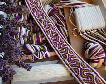 Tablet Weaving Kit: DIY Belt/Bookmark Craft - Lavender Maze