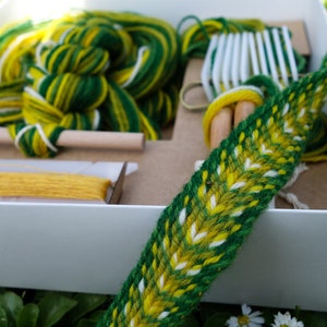 Weefset tablet, doe-het-zelf kit elementair, complete kit voor het weven van een riem of bladwijzer met tabletten/kaarten - LENTE